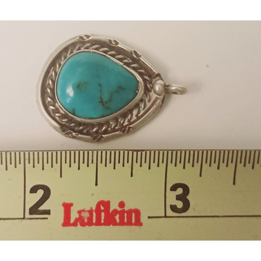 Native American Navajo Turquoise Sterling Pendant (1558) - Picture 4 of 5